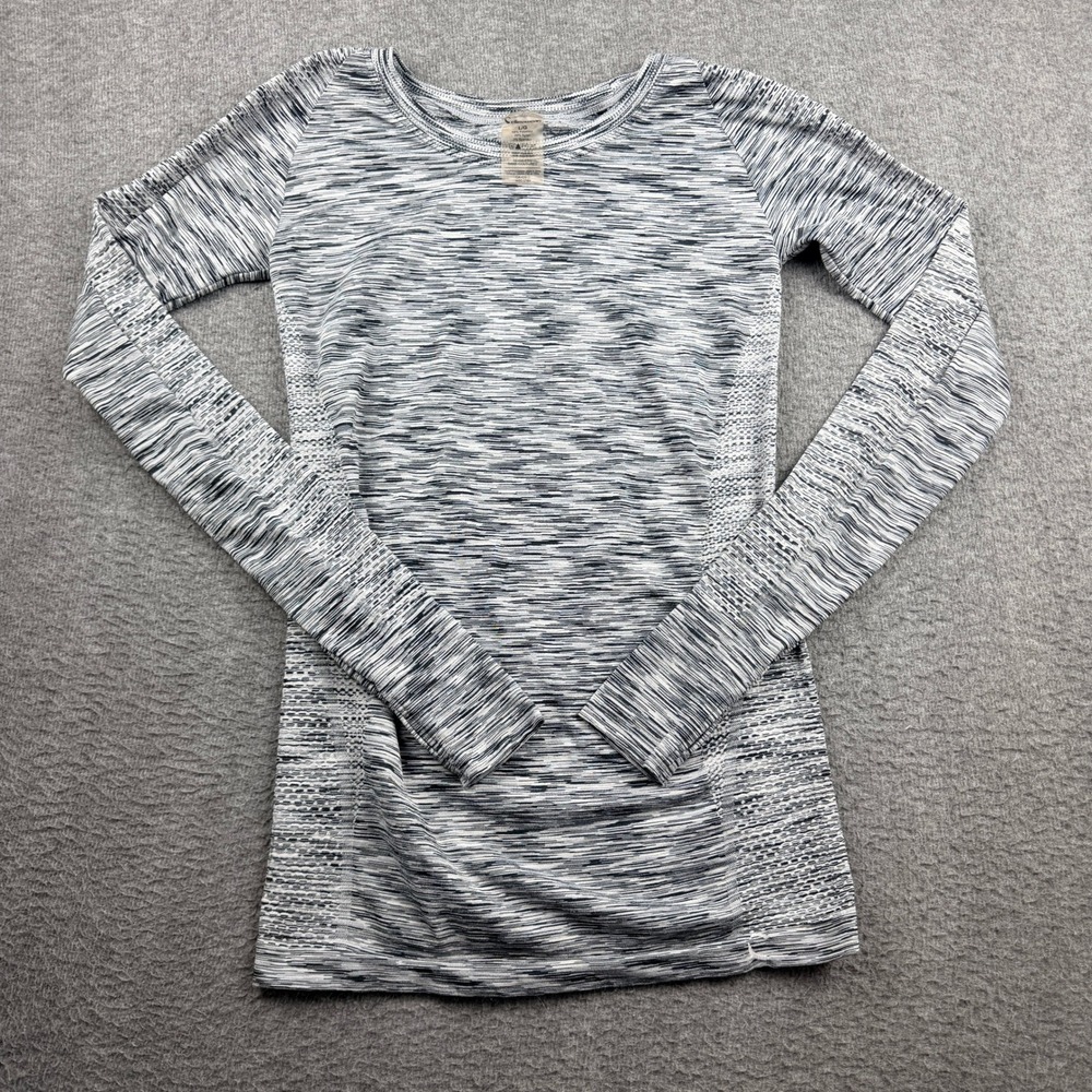 Climawear Women's Space‎ Dye Seamless Long Sleeve Athletic Top Black White Large